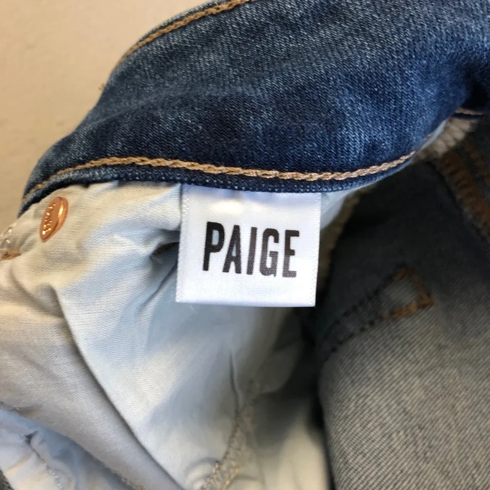 Paige Jax Knee Shorts Womens 26 2 Blue Denim Stretch Distressed Mid Rise‎